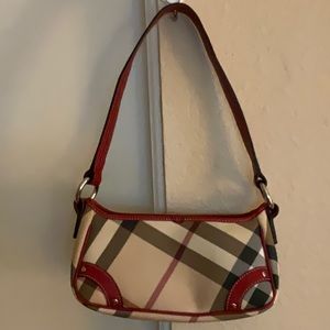 Burberry burgundy leathertrim silver tone hardware